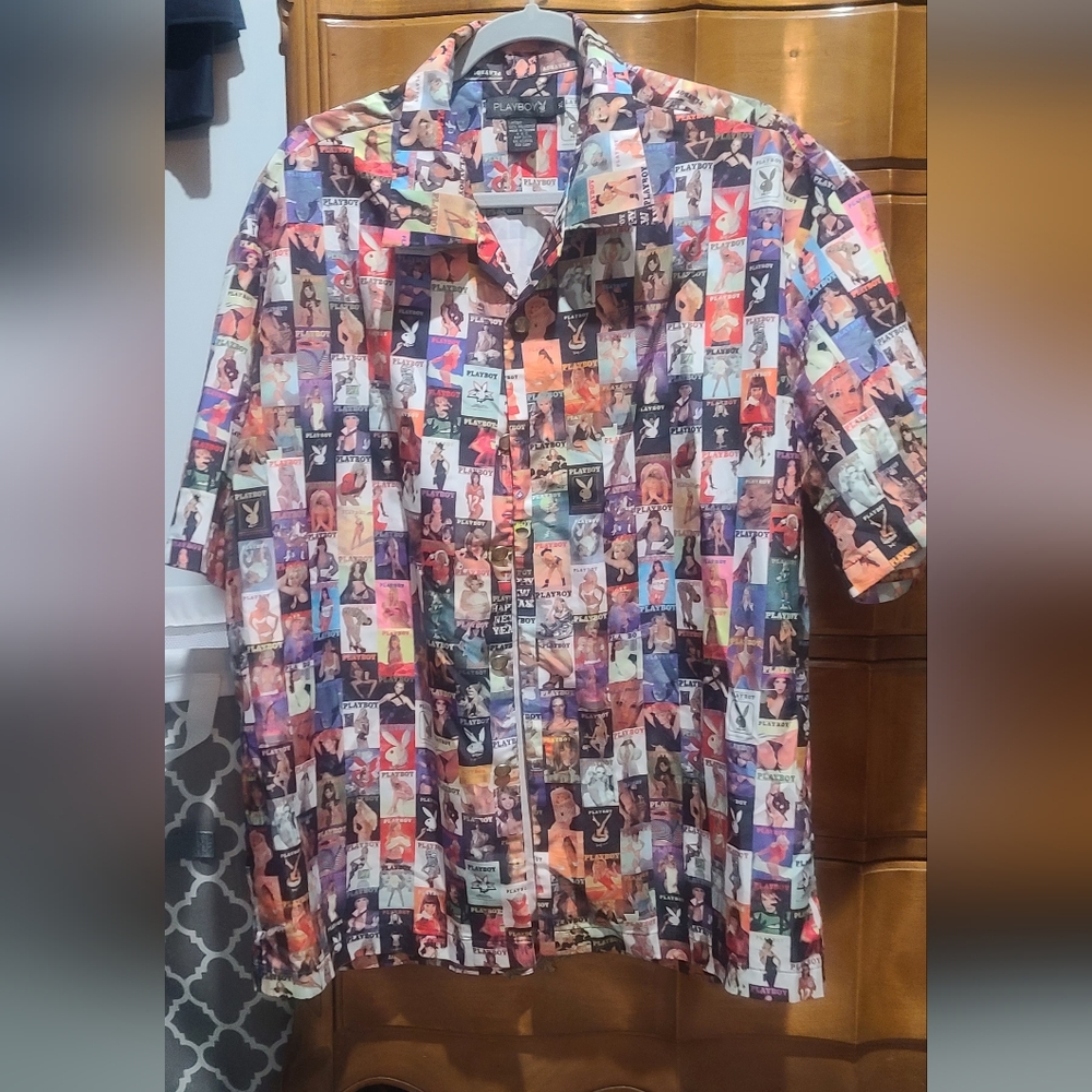 Vintage Playboy Magazine Button Up Shirt XL